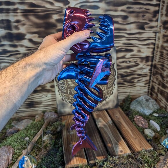 Skeleton Flexi Shark Flexible Articulated Fidget Toy Ocean 3D Printed - Picture 3 of 10